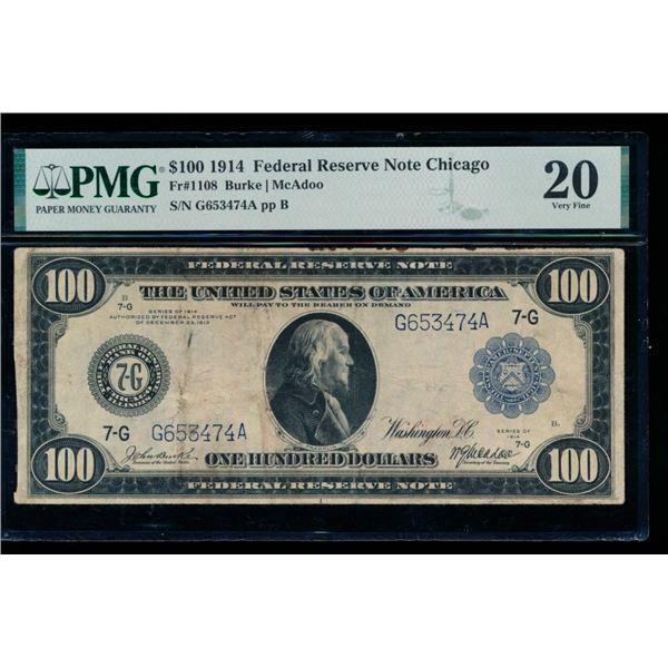 1914 $100 Chicago FRN PMG 20