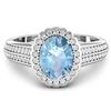 14KT White Gold 1.28ct Aquamarine and Diamond Ring