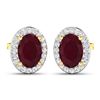 Image 2 : 14KT Yellow Gold 1.7ctw Ruby and Diamond Earrings