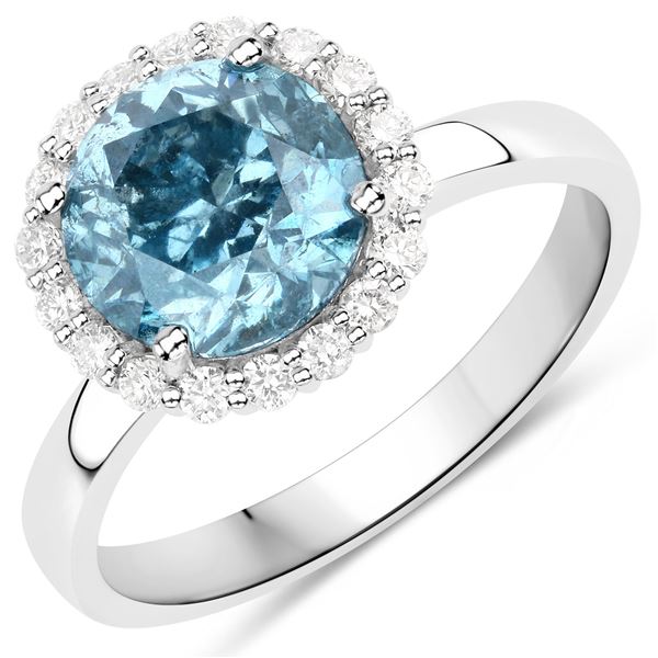 14KT White Gold 2.00ct Sky Blue Diamond Ring
