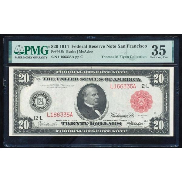 1914 $20 Red Seal San Francisco FRN PMG 35