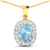 14KT Yellow Gold 3ctw Aquamarine and Diamond Pendant