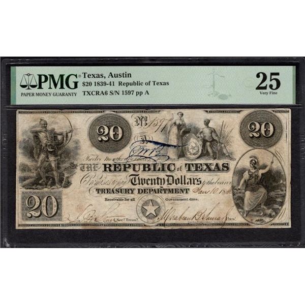 1839-41 Austin TX Obsolete PMG 25