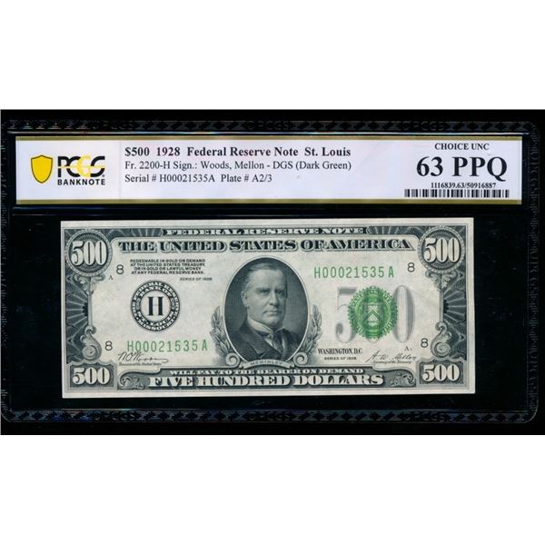 1928 $500 St Louis FRN PCGS 63PPQ