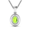Image 3 : 14KT White Gold 1.05ct Peridot and Diamond Pendant with Chain