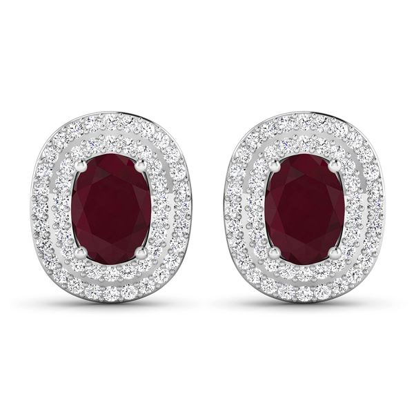 14KT White Gold 1.7ctw Ruby and Diamond Earrings