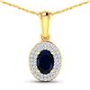 14KT Yellow Gold 0.75ctw Blue Sapphire and Diamond Pendant