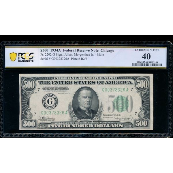 1934A $500 Chicago FRN PCGS 40