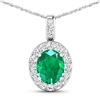 14KT White Gold 2.15ctw Zambian Emerald and Diamond Pendant