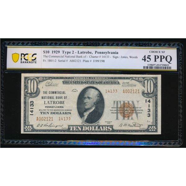 1929 $10 Latrobe PA National PCGS 45PPQ