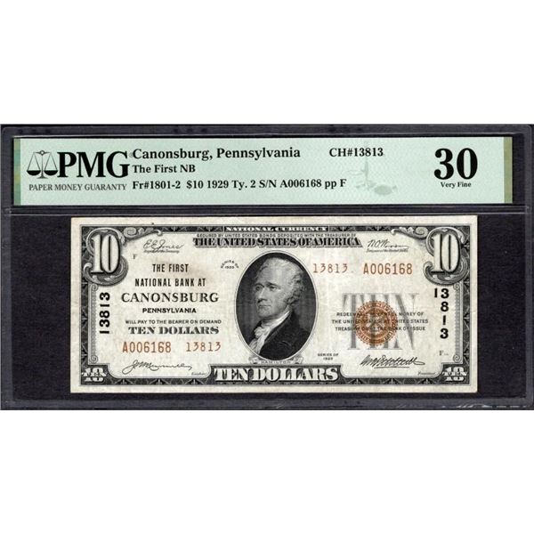 1929 $10 Canonsburg PA National PMG 30