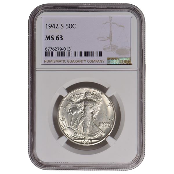 1942-S Walking Liberty Half Dollar NGC MS63
