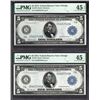 Image 1 : Lot of Two Consecutive 1914 $5 Chicago FRN PMG 45