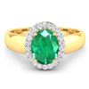 14KT Yellow Gold 1.53ct Zambian Emerald and Diamond Ring