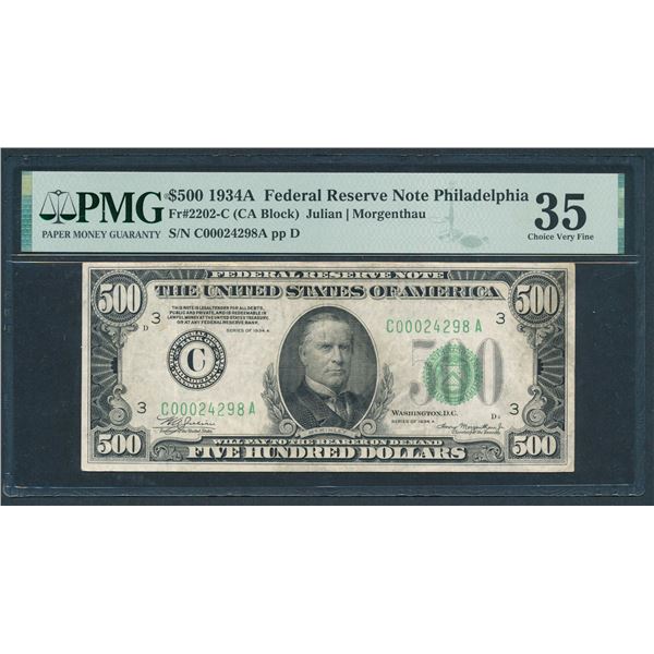 1934A $500 Philadelphia FRN PMG 35