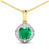 14KT Yellow Gold 2.07ctw Zambian Emerald and Diamond Pendant