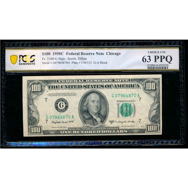 1950C $100 Chicago FRN PCGS 63PPQ