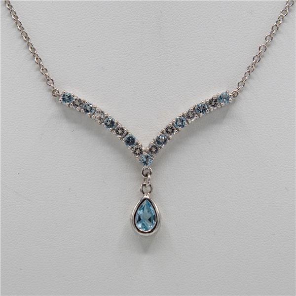 Dazzling 3.20 Ct Blue And White Topaz Necklace