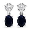 14KT White Gold 1.5ctw Blue Sapphire and Diamond Earrings