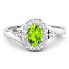 Image 3 : 14KT White Gold 0.63ctw Peridot and Diamond Ring