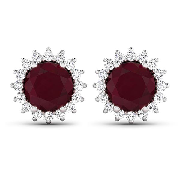 14KT White Gold 2.1ctw Ruby and Diamond Earrings