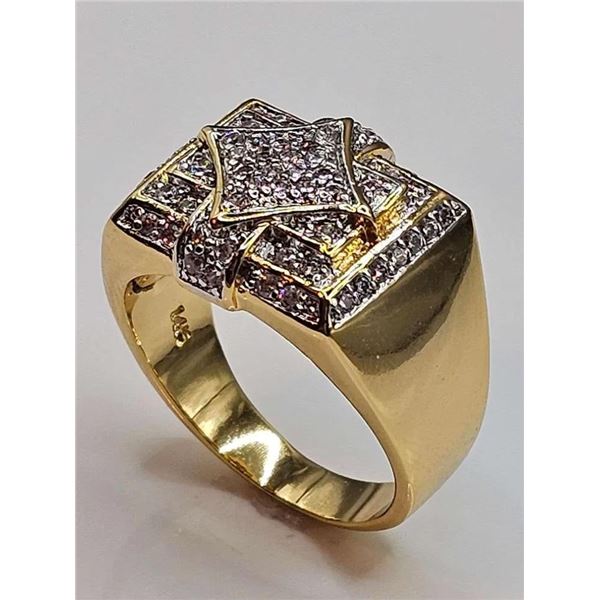 Men's 14 Kt Gold Plate 5.75 Ct.. Lab Simulated Diamond Ring