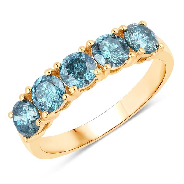 14KT Yellow Gold 1.22ctw Blue Diamond  Ring