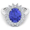 14KT White Gold 3.43ct Tanzanite and Diamond Ring
