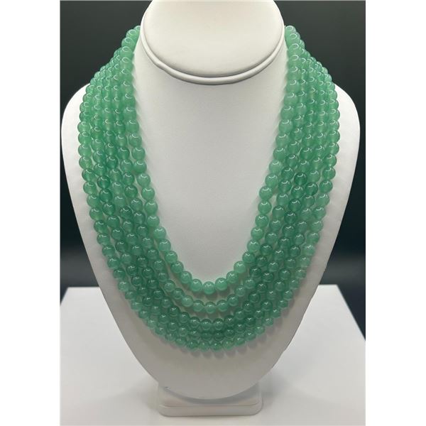 Beautiful Natural 1007 Cttw 5 Strand Aquamarine Necklace