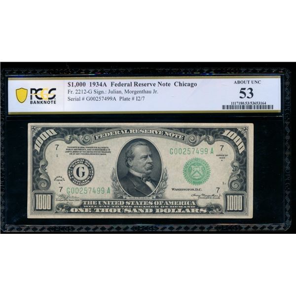 1934A $1000 Chicago FRN PCGS 53