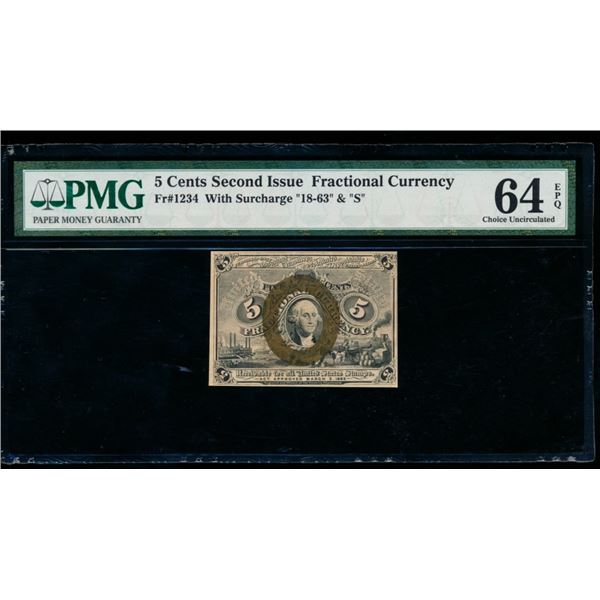 5 Cent Second Issue Fractional PMG 64EPQ