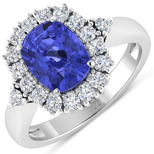 14KT White Gold 2.02ct Tanzanite and Diamond Ring