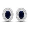 14KT White Gold 1.16ctw Blue Sapphire and Diamond Earrings
