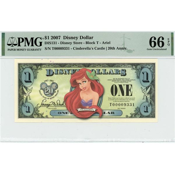 2007 $1 Ariel Disney Dollar PMG 66EPQ