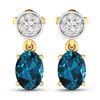 14KT Yellow Gold 1.4ctw London Blue Topaz and Diamond Earrings