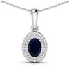 14KT White Gold 0.75ctw Blue Sapphire and Diamond Pendant