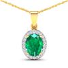Image 1 : 14KT Yellow Gold 1.65ctw Zambian Emerald and Diamond Pendant