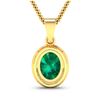 Image 3 : 14KT Yellow Gold 1.65ctw Zambian Emerald and Diamond Pendant