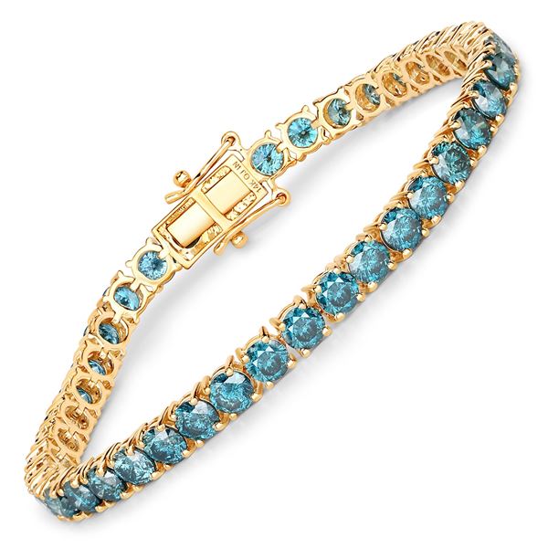 14KT Yellow Gold 12.95ctw Blue Diamond Bracelet