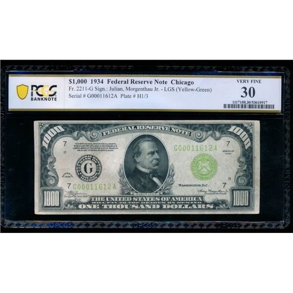 1934 $1000 Chicago FRN PCGS 30