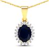 14KT Yellow Gold 1.3ctw Blue Sapphire and Diamond Pendant