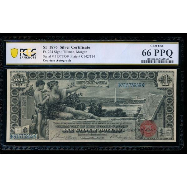 1896 $1 Educational Silver Certificate PCGS 66PPQ