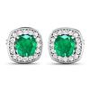 Image 2 : 14KT White Gold 1.92ctw Zambian Emerald and Diamond Earrings