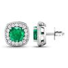 Image 4 : 14KT White Gold 1.92ctw Zambian Emerald and Diamond Earrings