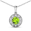 Image 1 : 14KT White Gold 1.85ctw Peridot and Diamond Pendant