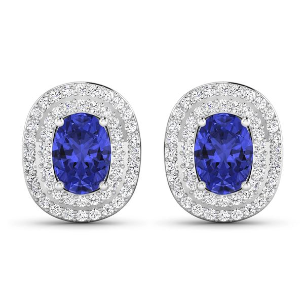 14KT White Gold 1.24ctw Tanzanite and Diamond Earrings