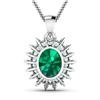 Image 3 : 14KT White Gold 3.14ctw Zambian Emerald and Diamond Pendant
