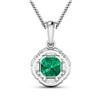 Image 2 : 14KT White Gold 2.07ctw Zambian Emerald and Diamond Pendant