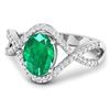 Image 2 : 14KT White Gold 1ctw Zambian Emerald and Diamond Ring