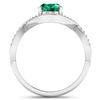 Image 4 : 14KT White Gold 1ctw Zambian Emerald and Diamond Ring